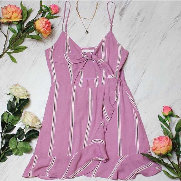 Cotton Candy LA Pink Striped Keyhole Front Mini Dress - Picture 2 of 8